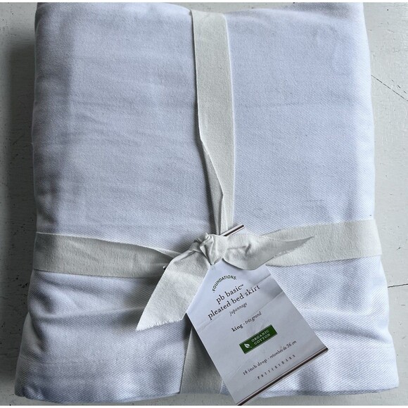 New Pottery Barn Basic Pleated Bedskirt King Sz 14 In Drop Organic Cotton - Picture 1 of 5